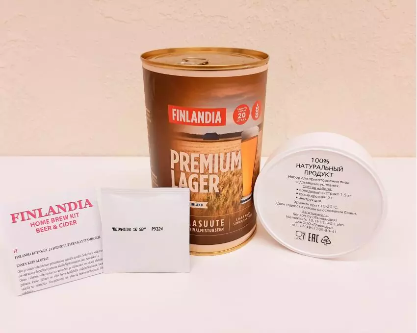 Пивной набор Finlandia Premium Lager, банка 1,5 кг, Senson Oy, Финляндия