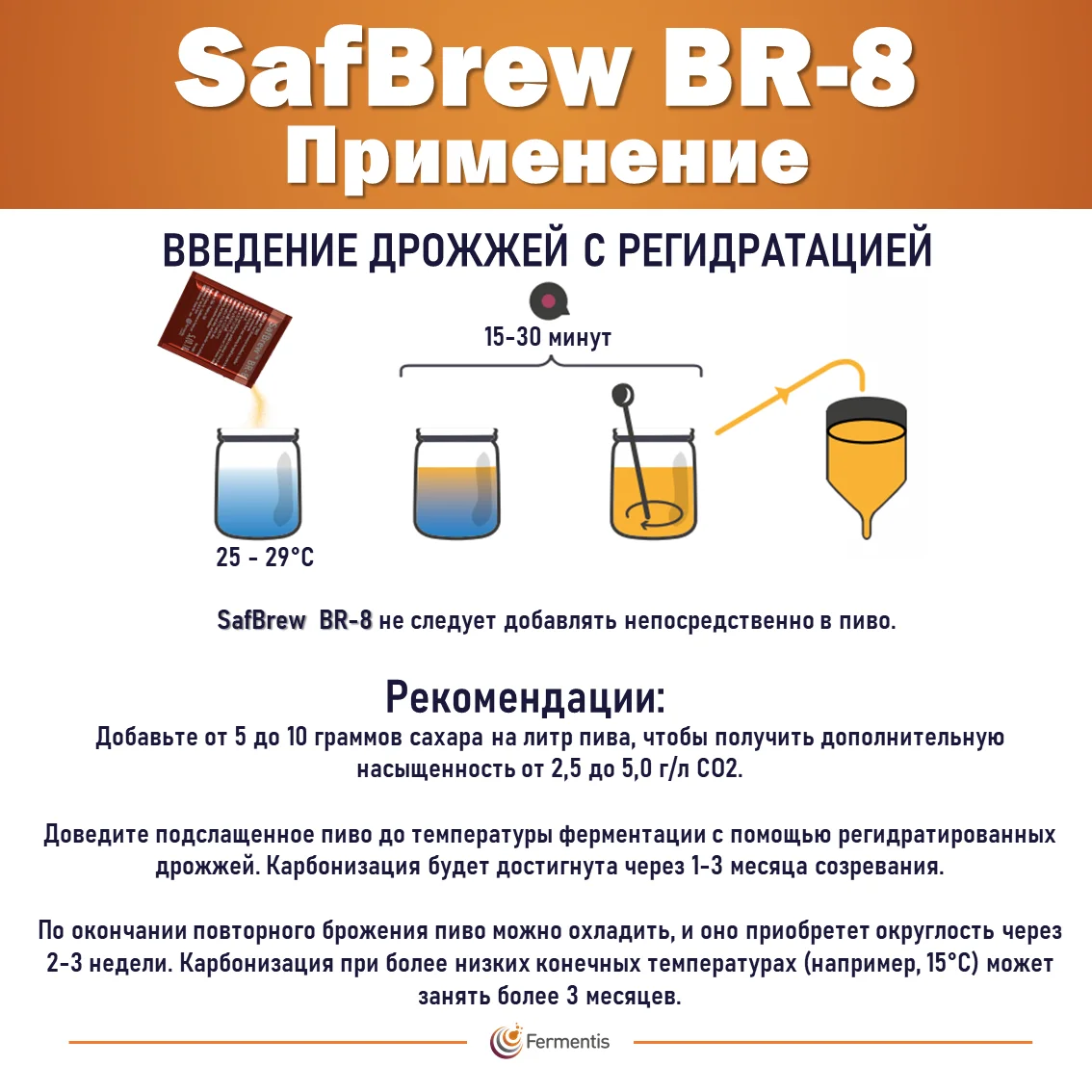 Дрожжи пивные SafBrew BR-8, Бельгия, Fermentis, пакеты 5 г