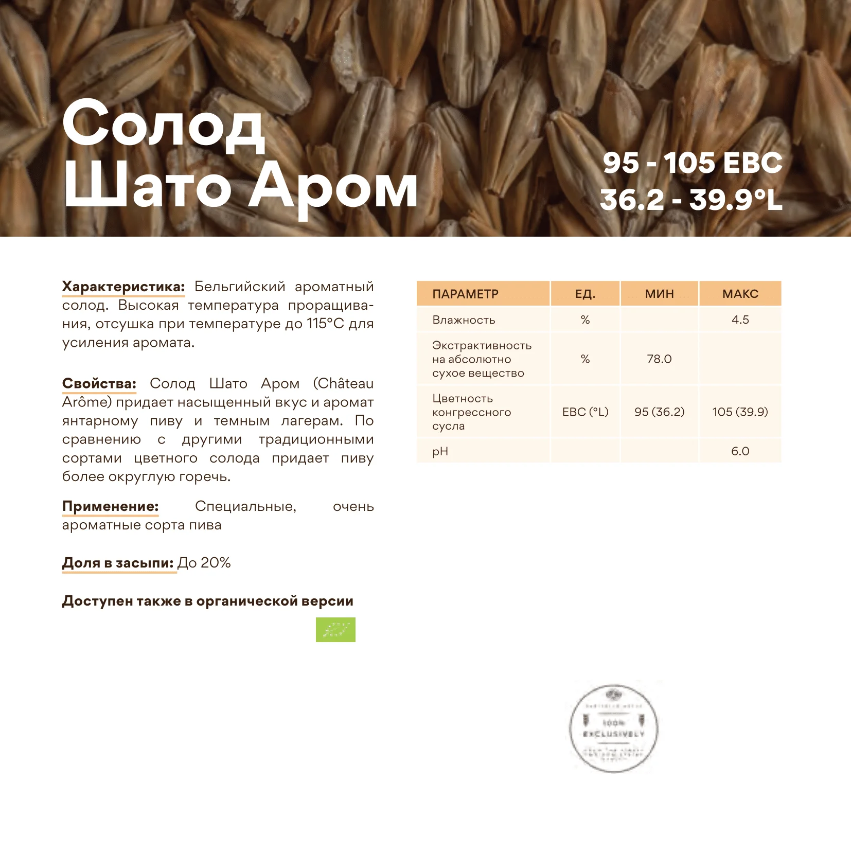 Солод ячменный светлый импортный, AROME, Castle Malting, мешок 5 кг